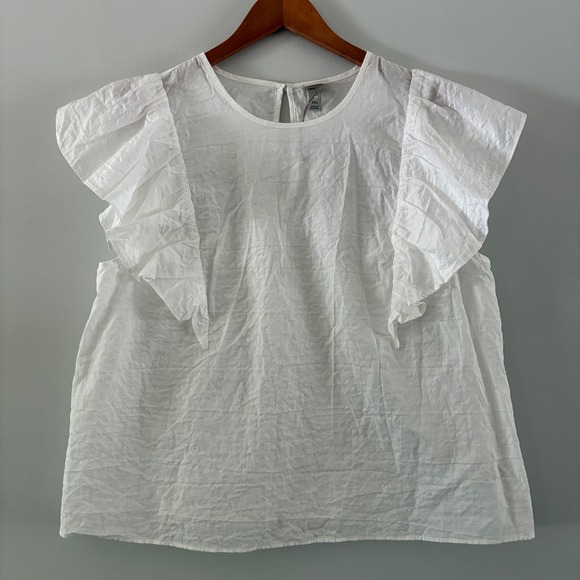 a new day Tops - A New Day Blouse XXL Flutter Sleeve Textured Ruffle Cottage Breezy Boho Coastal